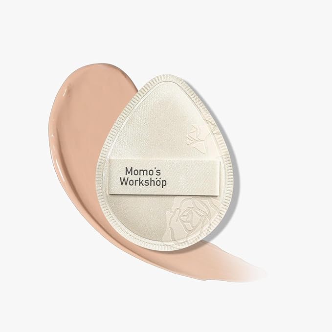 Satin White Egg Makeup Sponge,Firm Bounce Rubycell,Cushion Sponge with Wide PU Leather for Quick-Dry/Full Coverage Foundations, Cosmetic Puff,2pcs Beauty Puffs&Storage Case