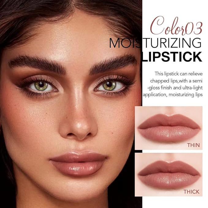 2Pcs Tinted Lip Balm Moisturizing Lipstick,Waterproof Hydrating Matte Lip Balm for Women,Creamy Natural Color Stain for Dry Lips,Soft Matte Finish (9# Charming Peach Pink & 3# Bean Paste Brown)