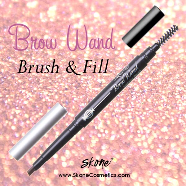 Skone Cosmetics The Original Brow Wand Eyebrow Pencil with Brush - Dual-Sided Retractable Waterproof Long-Lasting Brown Eye Brow Pencils for Women with Sleek Eyebrows - Creamy Chai For Gray Hair