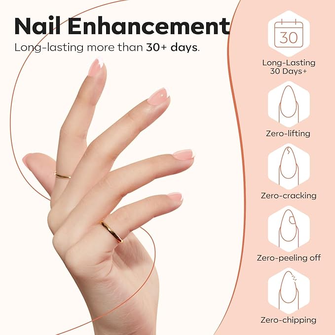 modelones Builder Nail Gel, 8-in-One Sheer Nude Pink Builder, Apricot Blush Pink Rubber Base for Nail Thickening Apex Building LED Lamp Cured Hard Strengthener Extend Color Gel Polish for DIY Salon