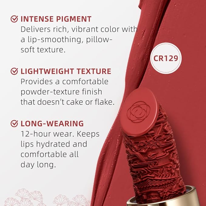 Catkin Semi-Matte Lipstick Hydrating High Impact Color Infused with Vitamin E and Avocado Oil Smooth Soft Texture Long Lasting Matte Finish 129