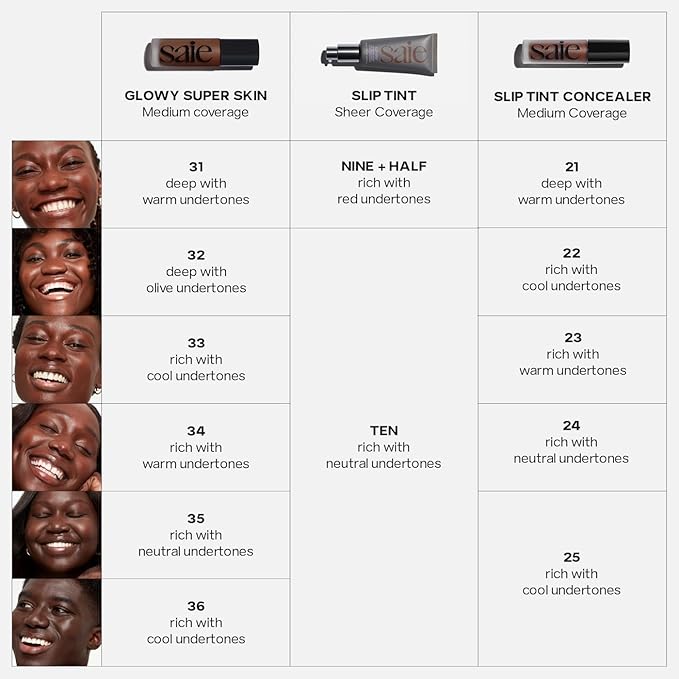 Saie Slip Tint Tinted Moisturizer with SPF 35 - Light Coverage, Glowy Skin Tint & Mineral Sunscreen for Face with Hydrating Hyaluronic Acid - Summer Makeup Essential - Shade Nine + Half (1.35 oz)