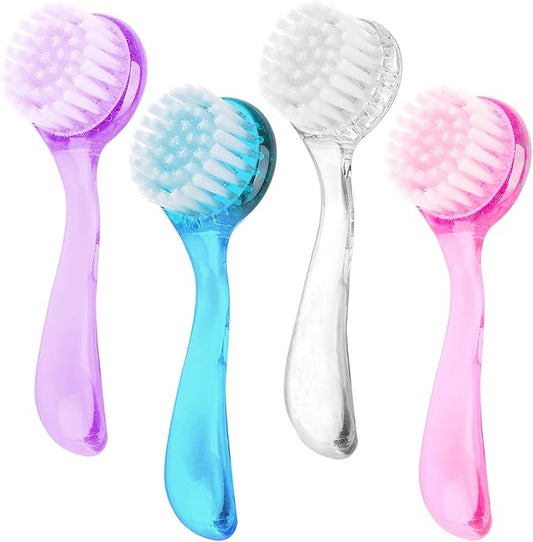 4 Colors Facial Cleansing Brush, Beomeen Face Scrubber Exfoliating Brush Face Wash Scrub Exfoliator for Skin Care, Makeup Removal (Blue, Pink, Purple, Clear)