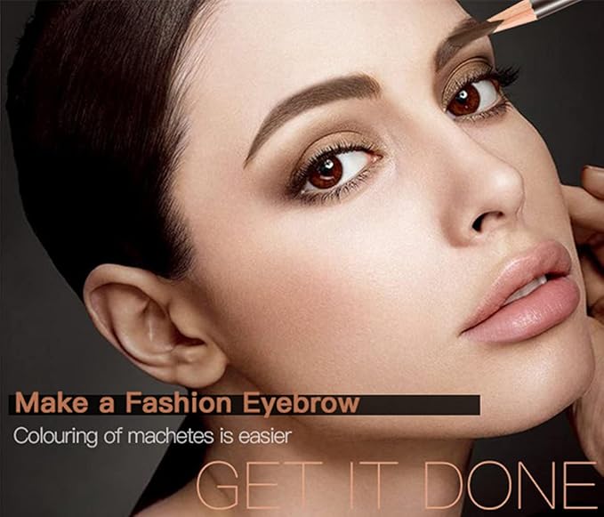 Go Ho 12 PCS Dark Brown Eyebrow Eyeliner Pencils,Sweatproof Eyebrow Pencil,Long-lasting Nice Color Eye Brow Gel Pen Makeup Brow Tint Sticks（Dark Brown）