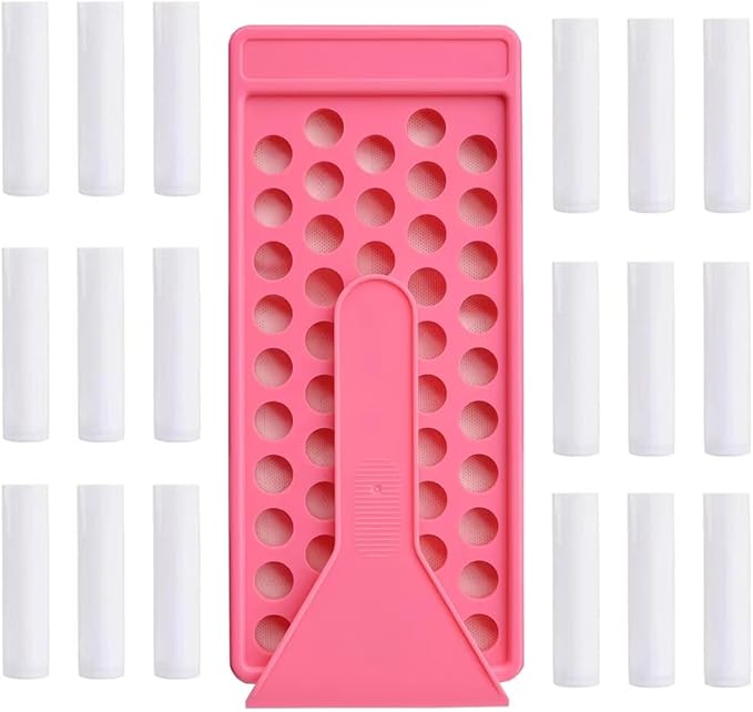 50 Lip Balm Container Kit with Filling Tray and Spatula, Round Tube Refillable Empty Tube 3 Colors, 0.15 oz, BPA Free, for DIY Homemade Lipstick Lipstick (50 white kits,)
