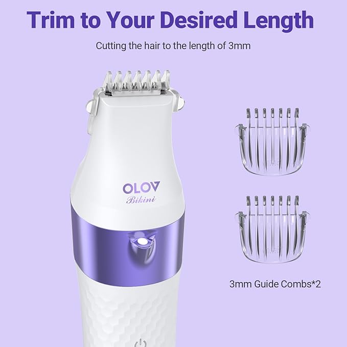 Bikini Trimmer for Women, IPX7 Waterproof Wet & Dry Electric Razors for Women, Bikini Legs Underarm Pubic Hairs Rechargeable Electric Shaver with 2 Trimmer Heads and Travel Razors
