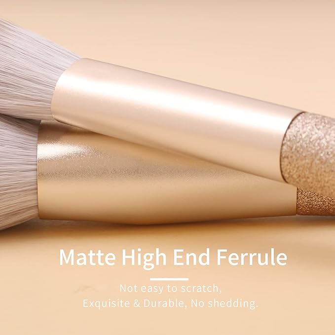 Natural Hair Makeup Brush Set Professional, Fox Hair Makeup Brushes Set with Case, Glitter Make up Brushes Set Professional, Natural Makeup Brushes, Natural Bristle Makeup Brush - ORRA, White