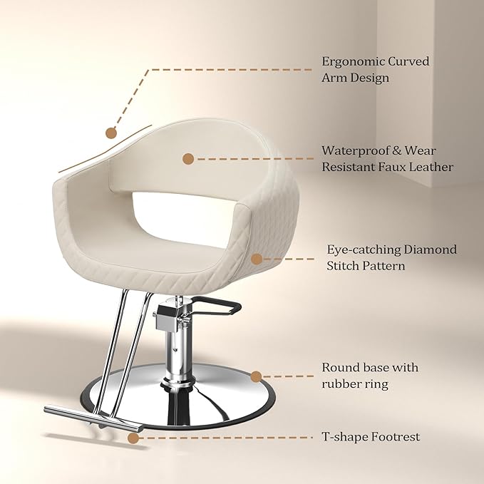 OmySalon Barber Chairs for Barbershop Styling Chair, Salon Chair for Hair Stylist, Heavy Duty Hydraulic Pump, 360°Swivel with Footrest, Hairdressing Home Beauty Spa Equipment