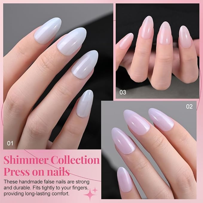evpct Press on Nails Almond Short - White Light Violet Nude Pink Dark Ruby Red Brown Glitter Shimmer Press on Nails, Soft Gel Press Glue On Nail with Nail Glue, 180Pcs Reusable Acrylic Fake Nails Kit