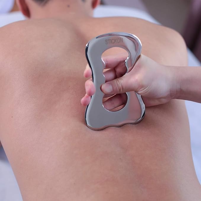 STICKON Stainless Steel Gua Sha Scraping Massage Tool IASTM Tools Great Soft Tissue Mobilization Tool (STICKON-04)