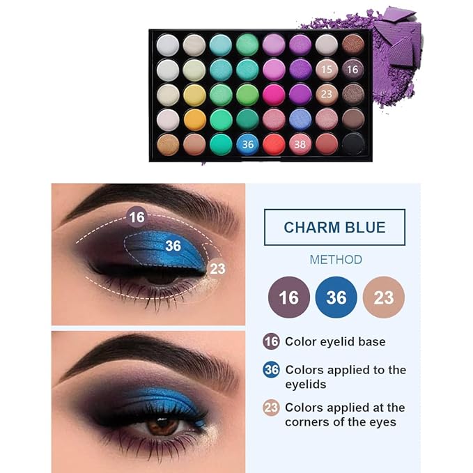 40 Color Smoky Eyeshadow Palette，Professional Premium Matte Glitter Makeup Palette，Multi-Color Eyeshadow Powder Cake，Long-lasting, Waterproof Makeup That Doesn't Come off Easily，3.52 OZ