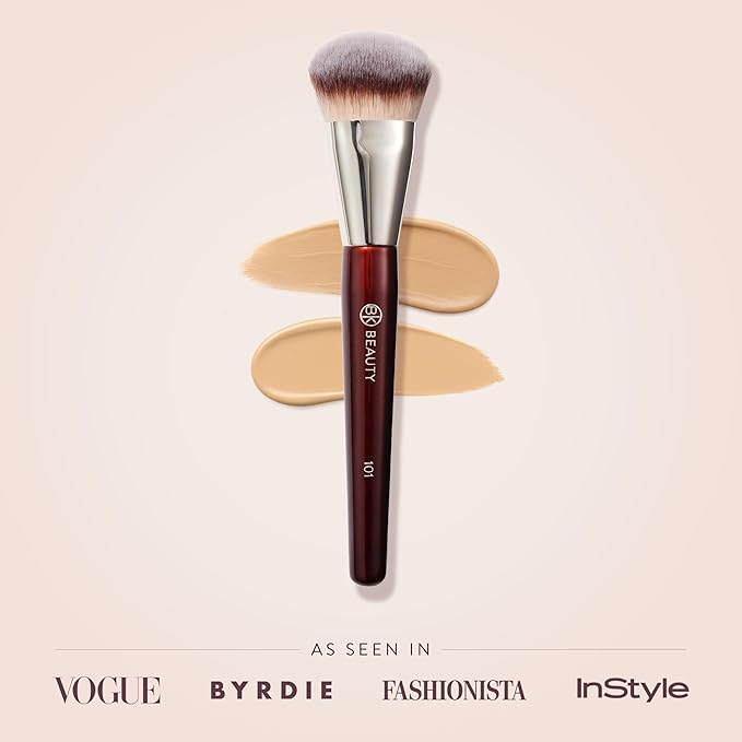 BK BEAUTY BRUSHES - 101 CONTOURED FOUNDATION BRUSH - Contoured Foundation Brush - Foundation Makeup Brushes - Face Brush For Liquid Or Cream Foundations