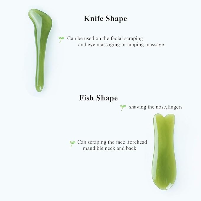 7 Pieces Gua Sha Scraping Massage Tool,Natural Resin GuaSha Tool Massage Tools Set for Face Back and Neck Release,Reduce Muscle Pain,with Storage Bag (Green)
