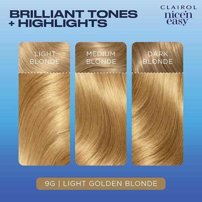 Clairol Nice'n Easy Permanent Hair Dye, 9G Light Golden Blonde Hair Color, Pack of 1
