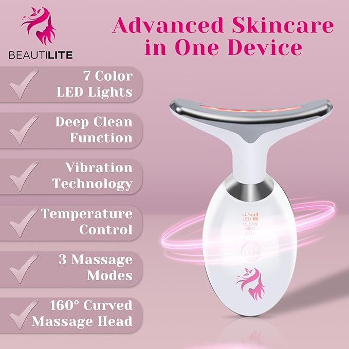 Red Light Therapy for Face, Facial Massager, Skin Tightening & Anti-Aging Face Lift Device, True Beauty Glow Facial Massager, 7-in-1 LED Facial Sculptor