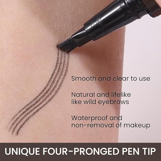Eyebrow Ink Pencil by Brow Stylist -Micro 4 Point Brow Pen Lift & Snatch Eyebrow Pen Kits,Long-Lasting Waterproof Natural Eyebrow Hair (B-1Pc 04# Gray)