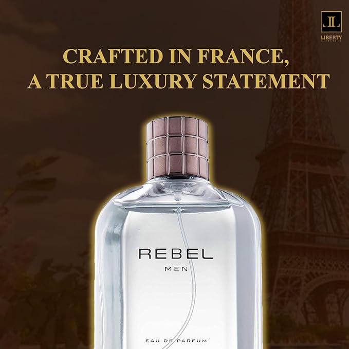 Liberty Luxury Rebel Perfume for Men 100ml, Powerful Long Lasting Eau De Parfum with Spicy Woody Notes Masculine Fragrance for the Modern Rule Breaker, men cologne, Gift For Men,100ml
