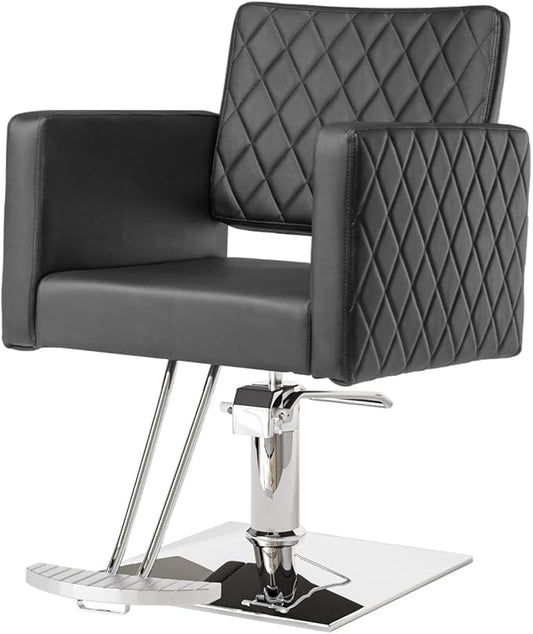 Salon Chair for Hair Stylist Wide Seat, Hydraulic Barber Chair with Aluminium Alloy Footrest, Black Hair Salon Chair Styling Heavy Duty, Beauty Spa Cosmetology Shampoo Hairdressing Equipment