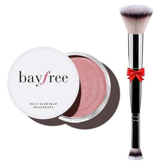 bayfree Multi Glow Balm Set, Cream Blush with Double-ended Brush, Radiant Finish, Hydrating, Creamy, Radiant Finish, Lightweight & Blendable Color, Face Balm