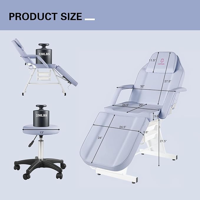 Facial Chair Massage Table 73in 3-Section Multipurpose Massage Bed Professional Tattoo Table Salon Spa Equipment for Facial Spa Beauty Spa Salon Equipment-Purple