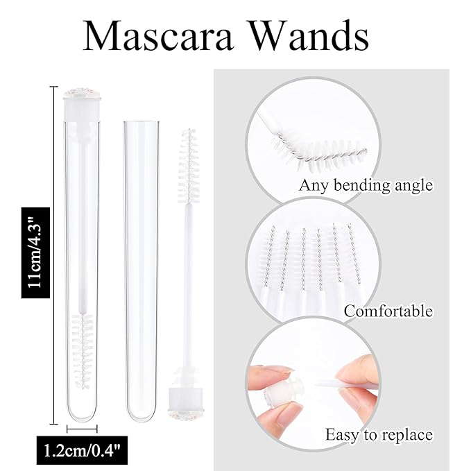 50pcs Eyelash brush Lash Wand Makeup tool Eyelash Extension supplies Cleaning brush Diamond Mascara star white