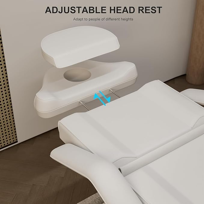 Icoget Electric Tattoo Chairs, Esthetician Facial Bed and Stool, Spa Massage Table for Beauty Microblading, Wax, Lash Chair for Eyelash, White