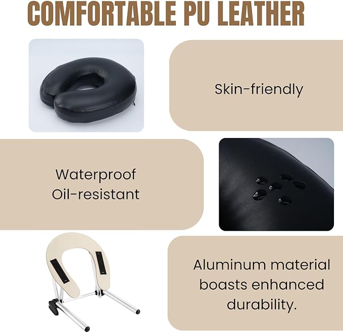 Massage Face Cradle with Cushion Massage Table Headrest, Fit Most Massage Table, Memory Foam, Adjustable (Aluminum Frame)