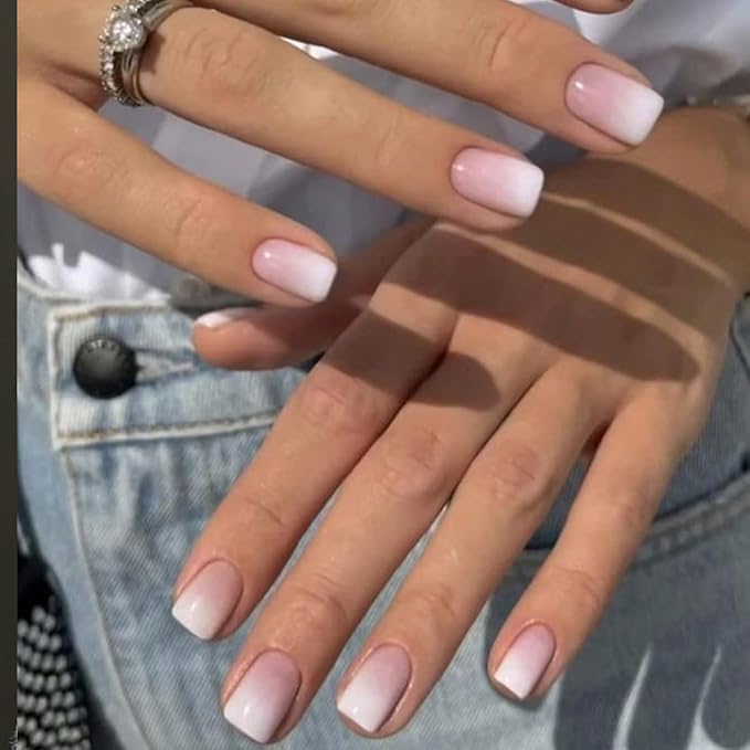 9 Packs (216 Pcs) Press on Nails, Jsiallye Short French Tip Press on Nails, Press on Nails Almond Square with Flower, Glue on Nails for Girl Nail Art, 12 Size of Fake Nails - 9 Styles Nail Kits