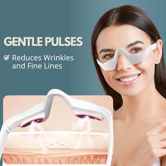 Under Eye Red Light Therapy, Rechargeable Eye Massager for Dark Circles Under Eye Bag Puffy Wrinkles Fine Lines