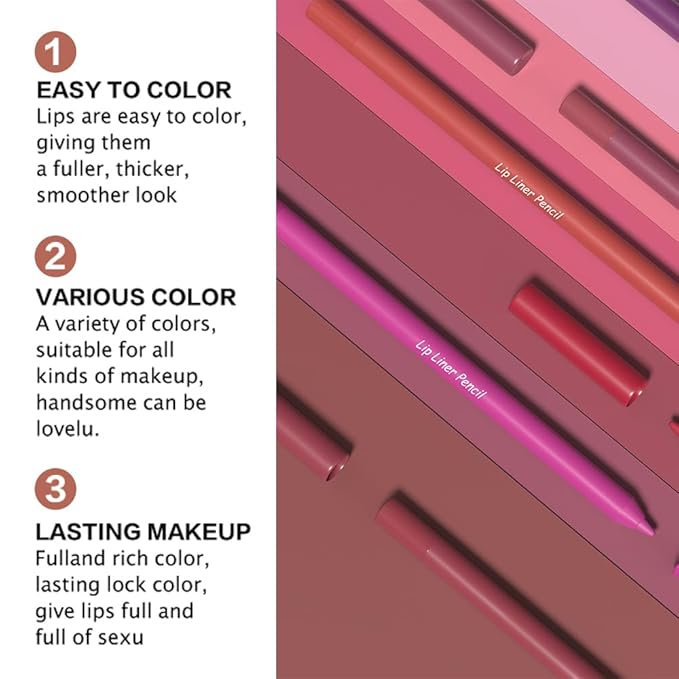 evpct 1Pcs Orange Red Matte Long Lasting Lip Liner Pencils Makeup for Shaping & Sculpting Lips, No Transfer Long Wear Waterproof Pigmented Lip Liner lipliners Crayon Lipstick Pencil Sharpener 08
