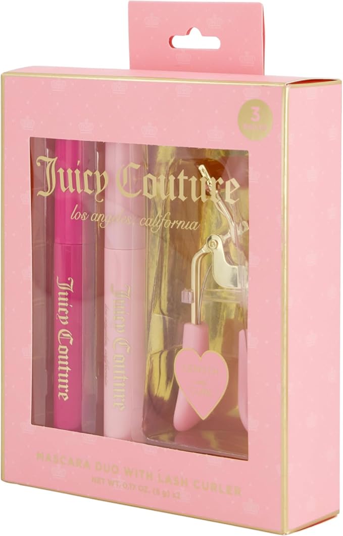 Juicy Couture Mascara Duo & Lash Curler – Dual Mascara Shades of Black, Intense Volume & Lucious Lash Curls