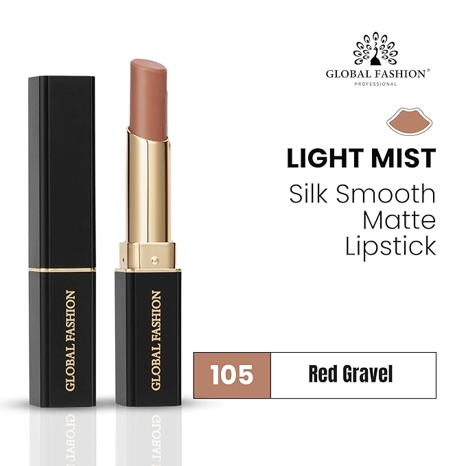 Global Fashion Silk Smooth Matte Lipstick – Long-Lasting, Luxurious Color, Rich Hydration, Lightweight Formula, Lightweight Matte Lip Color for Women, Available in Multiple Shades (105, 0.12 oz)