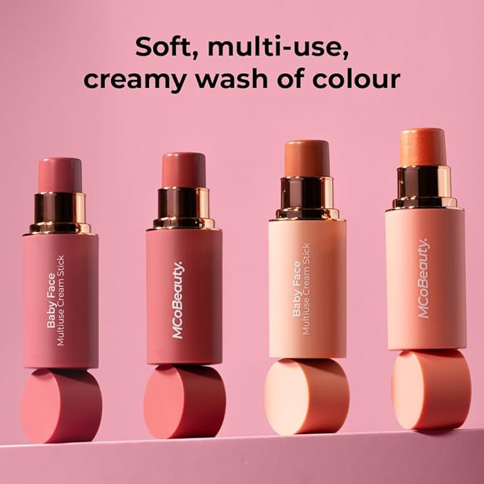 MCoBeauty Baby Face Multi-Use Cream Stick, Lou Lou Deeper Rose Tone Shade, Silky Smooth, Buildable Blush for Eyes, Lips & Cheeks, Vegan, Cruelty Free Cosmetics