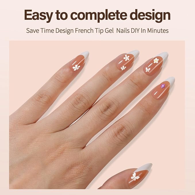 Vansiho French Gel Nail Tips, 150Pcs Medium Almond Gel Nail Tips, Brown French Tips Press on Nails, Soft French Gel Tips, Fake Nails for Nail Art DIY 15 Sizes