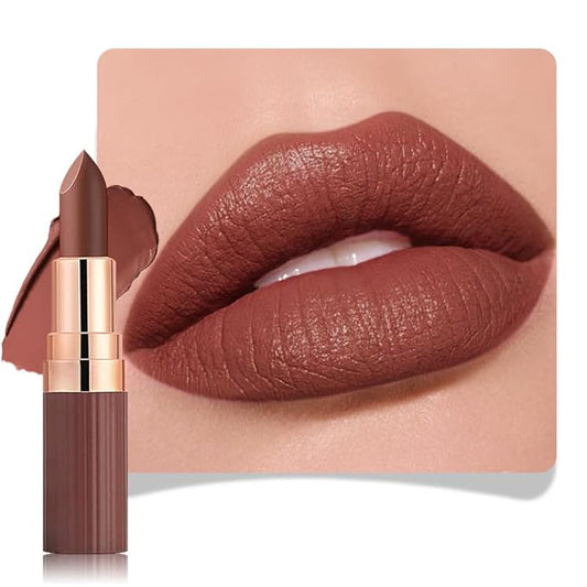 evpct Nude Brown Matte Creamy Lipstick for Women, Long Lasting Waterproof Velvet Lipstick, Lip Stick Crayon Buildable Blendable Creamy Color, Longwear Lip Makeup Cruelty-free 24 hours original, 06