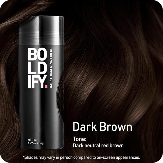 BOLDIFY Hair Fibers (56g) - Fill In Thinning and Fine Hair for an Instantly Fuller, Thicker Look - 14 Shades for Women & Men - Dark Brown