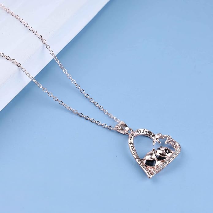 Silver Crystal Panda Necklace Choker Vintage Heart Panda Pendant Cute Animal Necklace Charm Jewelry I Love You Forever Birthday Gifts for Kids Women and Girls