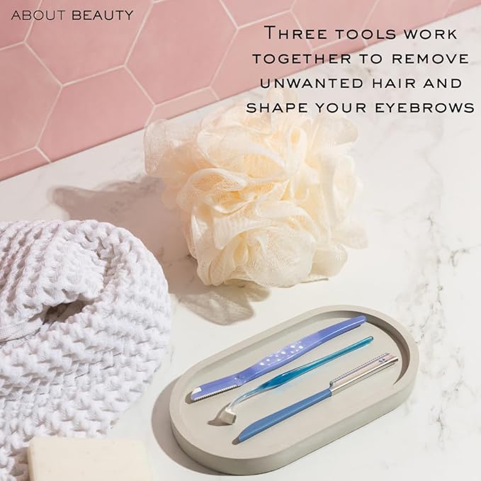 About Face Ultimate Complete Facial Perfecting Kit - 3 Beauty Groomers for Hair Removal, Ideal for Shaving, Exfoliating, Dermaplaning and Brow Shaping, Japanese Steel Gently Removes Facial Hair