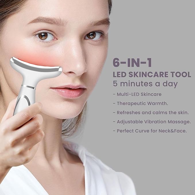 Red Light Therapy for Face, Facial Massager, Skin Care Device for Anti-Aging, at-Home, Lifting & Tightening Loose Skin (Pearl White)