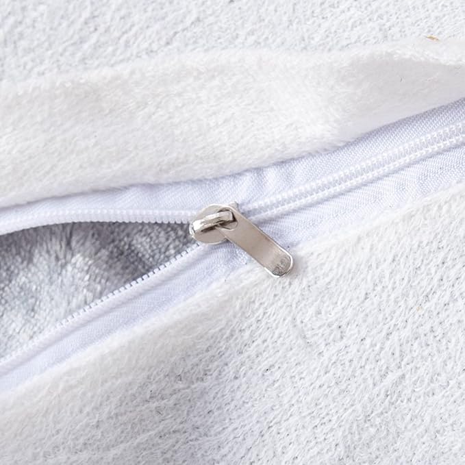 DaDalogy Bedding Dreamy Milky Way White Faux Fur Ottoman Pouf Cover - Purple Undertone Geometric Pattern with Zipper - 1-Piece 18" x 18" x 18"