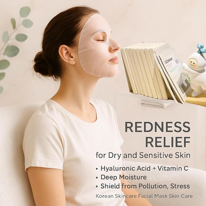 GONIM Face Mask Korean Skin Care with Hyaluronic Acid Serum, Collagen Activation, Vitamin C-Face Masks Skincare Hydration, Moisturizing Sheet Mask, Travel Essentials, Korean Face Mask 30ml x10pcs