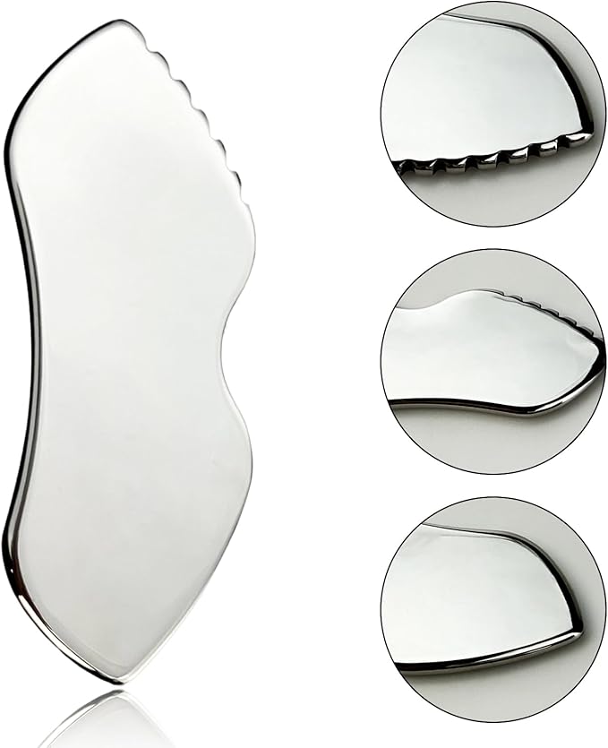Stainless Steel Gua Sha Facial Tools, Metal GuaSha Lift and Firm Tool with Comb Teeth, Massage Scraping Beauty Tools for Body Facial Skin Care Lymphatic Drainage