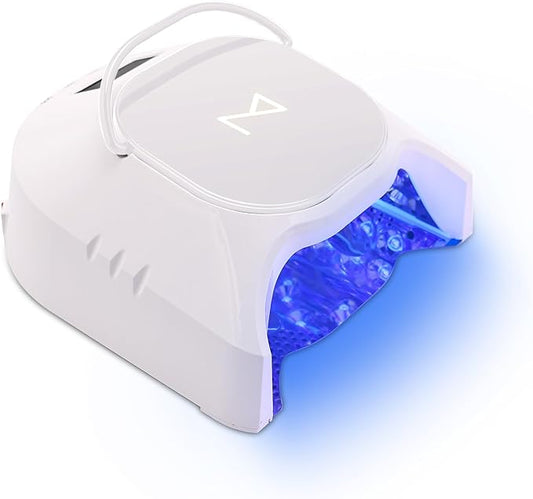 M - GlowPro Professional Hybrid 86W Wireless Rechargeable UV LED Nail Curing Lamp Cordless Nail Dryer for Gel Nails, Manicure, Pedicure (White)