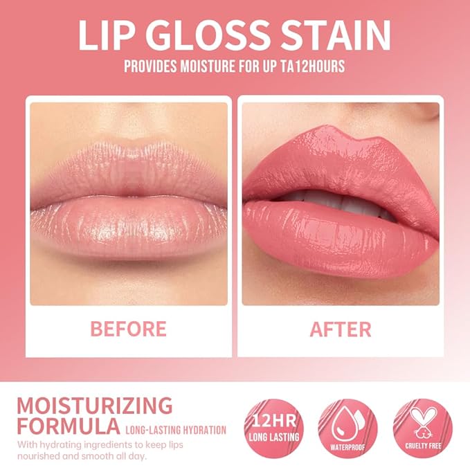 12 Colors Lip Gloss Set, High-Shine Waterproof Collection, Long Lasting Moisturizing Formula with Mirror Finish, Adult (2#, 1 Count (Pack of 1))