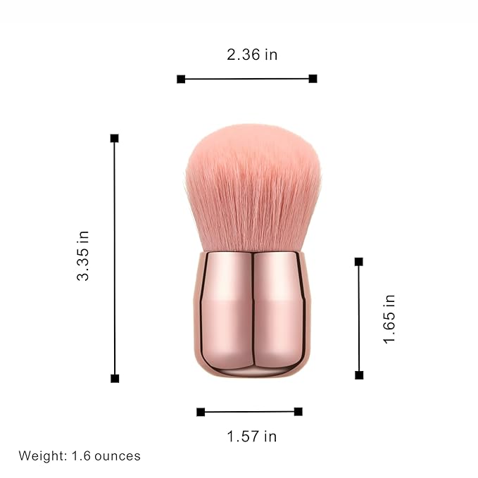 2-Piece Luxury Kabuki Brush Set for Body & Face - Extra Large Fluffy Makeup Brush for Self Tanner, Foundation & Loose Powder, Back Lotion Applicator, Super Soft Bristles (Rose Gold with Gift Box)