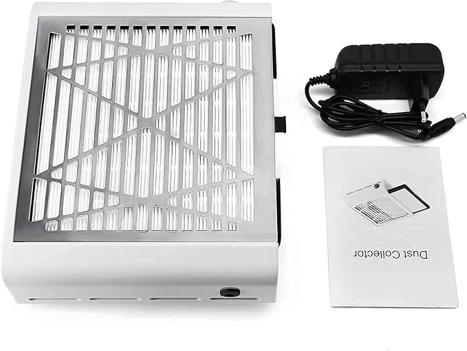 AONOLOVO Nail Dust Collector, Powerful Nail Vacuum Dust Collector Nail Tech Extractor Fan Manicure Tool for Acrylic Nails Removal, White