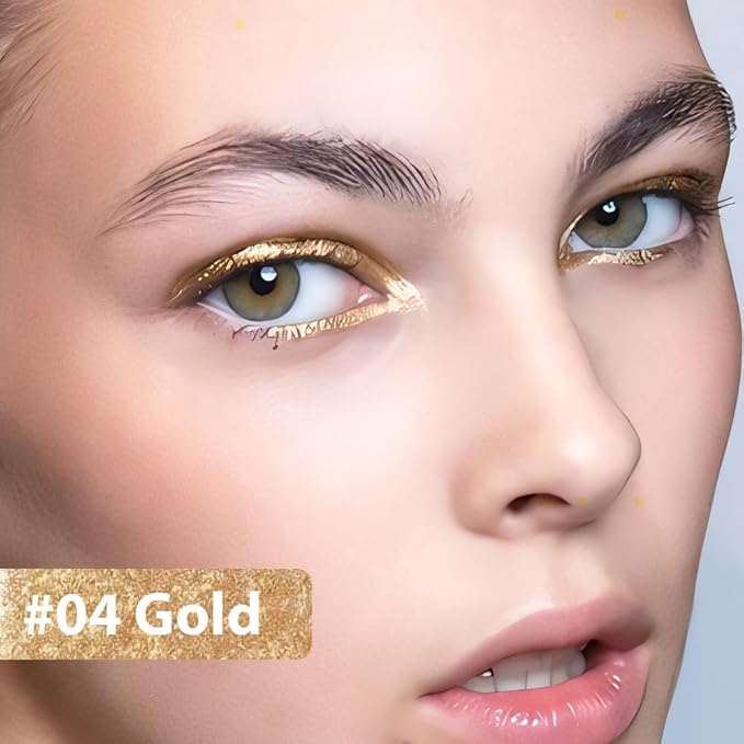 evpct 1Pcs Gold Color Gel Glitter Eyeliner Pencils Set for Women Waterline Waterproof Smudge Proof lapiz de ojos delineador de ojos contra el agua Eye Liner Makeup,04# Gold