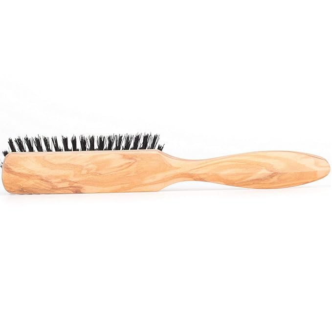 Fendrihan 5 Row Olivewood Hairbrush with Dark Bristles 8 Inches (Made in France)