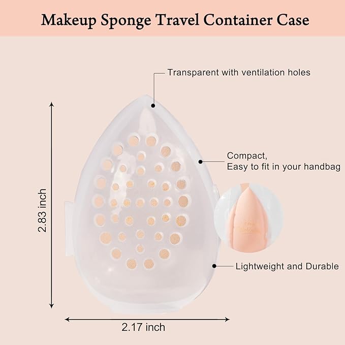 Real Perfection Makeup Sponge Set Blender Sponges, Latex-Free Beauty Makeup Sponges 7 pcs with 1 Travel Container Case for Blending Foundation Liquid Cream and Powder (Beige)