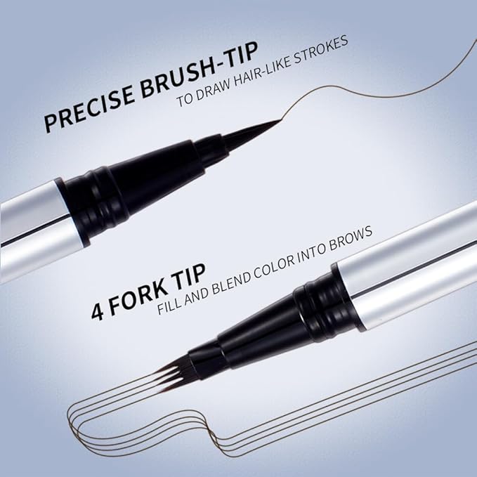 Dual-Ended Microblading Eyebrow Pencil for Women, 2 in 1 Liquid Eyebrow Pencil with Microblading Pen, Shaped Fill HairLike Waterproof Lasting Eyebrows(01 LIGHT BROWNS)